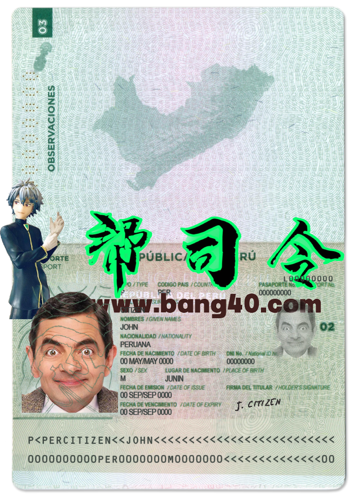 秘鲁护照 PSD 模板