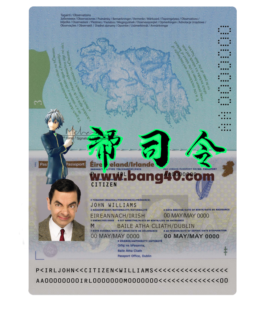 爱尔兰可编辑护照模板（Photoshop 版本）