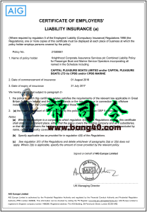AIG雇主责任保险证明AIG employer liability Insurance-帮司令