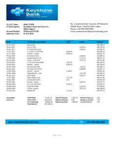 尼日利亚 Keystone 银行对账单模板Nigeria Keystone Bank Statement Template-帮司令