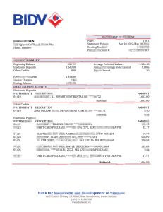 越南 BIDV 银行对账单模板Vietnam BIDV Bank Statement Template-帮司令