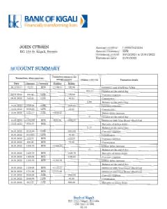 卢旺达基加利银行银行对账单模板Rwanda Bank of Kigali bank statement Template-帮司令