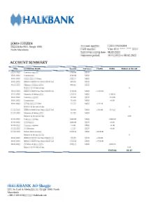 马其顿 Halkbank 银行对账单 Word 和 PDF 模板Macedonia Halkbank Bank Statement Word and PDF Template-帮司令
