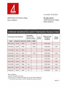 马尔代夫银行马尔代夫银行对账单模板Maldives Bank of Maldives Bank Statement Template-帮司令