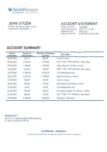 马达加斯加 Acces Banque 银行对账单模板Madagascar Acces Banque Bank Statement Template-帮司令