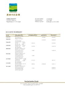 日本农林中央银行对账单模板Japan Norinchukin bank statement Template-帮司令