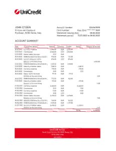 意大利 UniCredit 银行对账单 Excel 和 PDF 模板Italy UniCredit bank statement Excel and PDF template-帮司令