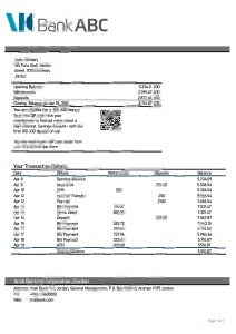 约旦ABC银行对账单模板Jordan ABC Bank statement template-帮司令