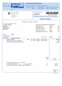 英国彭德尔自治市议会税单模板United Kingdom Borough of Pendle council tax bill template-帮司令