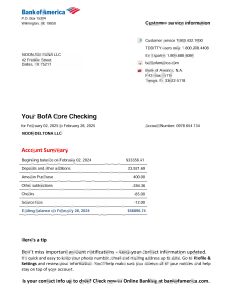美国银行 (BOA) 报表模板（2025 版）US Bank OF America (BOA) Statement Template (version 2025)-帮司令