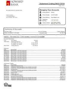 美国马里兰州霍华德个人银行对账单模板（共4 页只展示首页）USA Maryland Howard Personal Bank Statement Template (4 pages)-帮司令