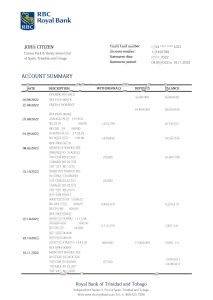 特立尼达和多巴哥皇家公民银行对帐单 Word 和 PDF 模板Trinidad and Tobago Royal Citizens Bank Statement Word And PDF Template-帮司令