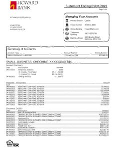 美国霍华德银行对帐单 Word 和 PDF 模板（共4 页只展示首页）USA Howard Bank Statement Word And PDF Template (4 pages)-帮司令