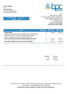 尼泊尔布特瓦尔电力有限公司电费帐单Word和PDF模板Nepal Butwal Power Company Limited Electricity Utility Bill Word And PDF Template-帮司令