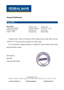 印度联邦银行推荐信模板India Federal Bank Reference Letter Template-帮司令