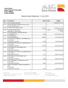 沙特阿拉伯银行 Albilad 银行对账单模板Saudi Arabia Bank Albilad Bank Statement Template-帮司令
