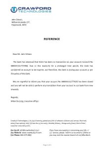 荷兰克劳福德银行推荐信模板Netherlands Crawford Bank Reference Letter Template-帮司令