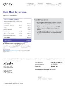 xfinity 公用事业账单 Word 和 PDF 模板xfinity Utility bill Word And PDF template-帮司令