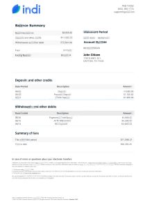 美国 Indi 银行对帐单 Word 和 PDF 模板USA Indi Bank Statement Word And PDF Template-帮司令