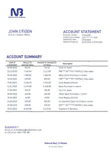 马拉维马拉维国家银行银行对账单模板Malawi National Bank of Malawi Bank Statement Template-帮司令