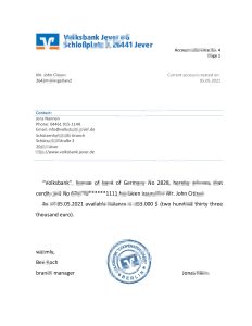 德国大众银行银行推荐信模板Germany Volksbank Bank Reference Letter Template-帮司令