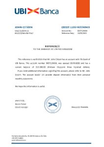 意大利 UBI 银行推荐信模板Italy UBI Bank Reference Letter Template-帮司令