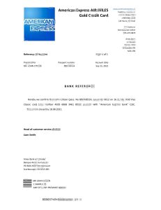 加拿大美国运通航空里程银行推荐信模板Canada American Express Air Miles Bank Reference Letter Template-帮司令