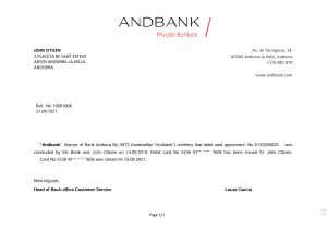 安道尔 Andbank 银行推荐信模板Andorra Andbank Bank Reference Letter Template-帮司令