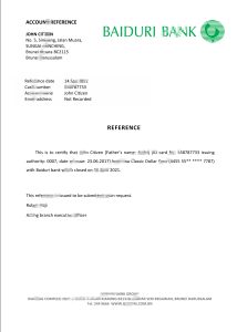 文莱 Baiduri 银行推荐信模板Brunei Baiduri Bank Reference Letter Template-帮司令