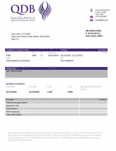 卡塔尔开发银行对账单模板Qatar Development Bank Statement Template-帮司令