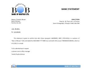 不丹银行不丹银行推荐信模板Bhutan Bank of Bhutan Bank Reference Letter Template-帮司令