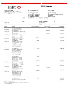 越南汇丰银行对帐单模板Vietnam HSBC Bank Statement Template-帮司令