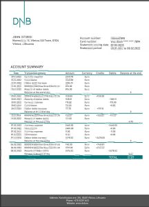 立陶宛 Litva DNB 银行对帐单 Word 和 PDF 模板Lithuania Litva DNB Bank Statement Word And PDF Template-帮司令