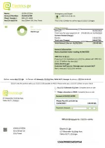 Georgia Electrics.ge 电费账单 Word 和 PDF 模板Georgia Electrics.ge Electricity Bill Word And PDF Template-帮司令