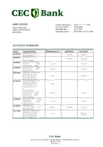 罗马尼亚 CEC 银行对账单模板Romania CEC Bank Statement Template-帮司令