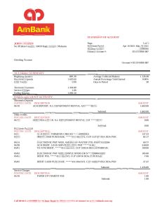 马来西亚大马银行对账单模板Malaysia AmBank Bank Statement Template-帮司令