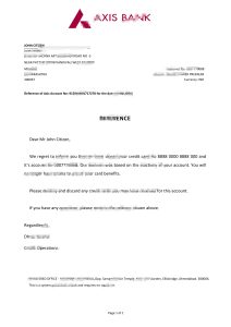 印度轴心银行推荐信模板India Axis Bank Reference Letter Templates-帮司令