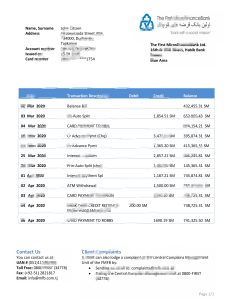 塔吉克斯坦第一小额信贷FMFB银行对账单模板Tajikistan The First MicroFinance FMFB Bank Statement Template-帮司令