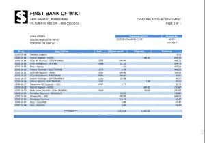 美国第一银行 Wiki 银行对账单模板USA First Bank Of Wiki Bank Statement Template-帮司令