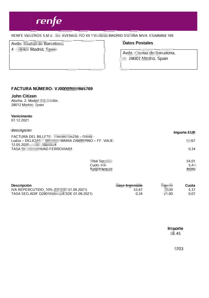 拉脱维亚 Renfe 公用事业账单模板（Word 和 PDF 格式）