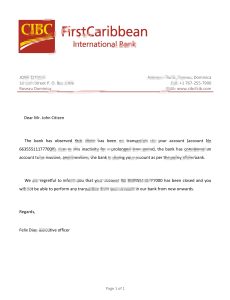 多米尼加 CIBC 第一加勒比国际银行推荐信模板Dominica CIBC First Caribbean International Bank Reference Letter Template-帮司令