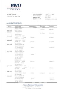 东帝汶 BNU 银行对账单模板Timor Leste BNU Bank Statement Template-帮司令