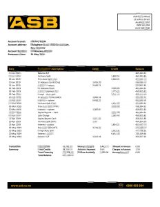 新西兰 ASB 声明模板（Word 和 PDF 格式）New Zealand ASB Statement Template In Word And PDF Format-帮司令