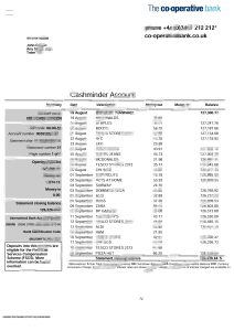 英国合作银行对账单模板United Kingdom The Co-operative Bank Statement Template-帮司令