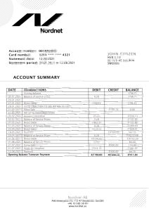 瑞典 Nordnet AB 银行对账单 Word 和 PDF 模板Sweden Nordnet AB bank Statement Word And PDF Template-帮司令