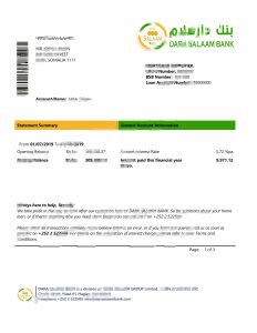 索马里达拉萨拉姆银行对账单模板Somalia Dara Salaam Bank Statement Template-帮司令