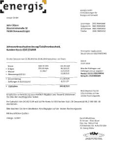 德国Energis公用事业账单Word和PDF模板Germany Energis Utility Bill Word And PDF Template-帮司令