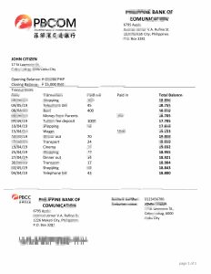 菲律宾交通银行银行对账单模板Philippines Bank of Communications  bank statement template-帮司令
