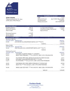 埃塞俄比亚达申银行对账单模板Ethiopia Dashen Bank statement template-帮司令