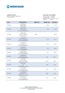 韩国友利银行对账单模板South Korea Woori Bank Statement Template-帮司令